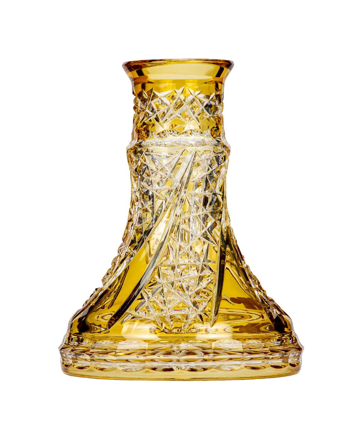 Caesar Crystal Small Fan Cut - Yellow Hookah Glass