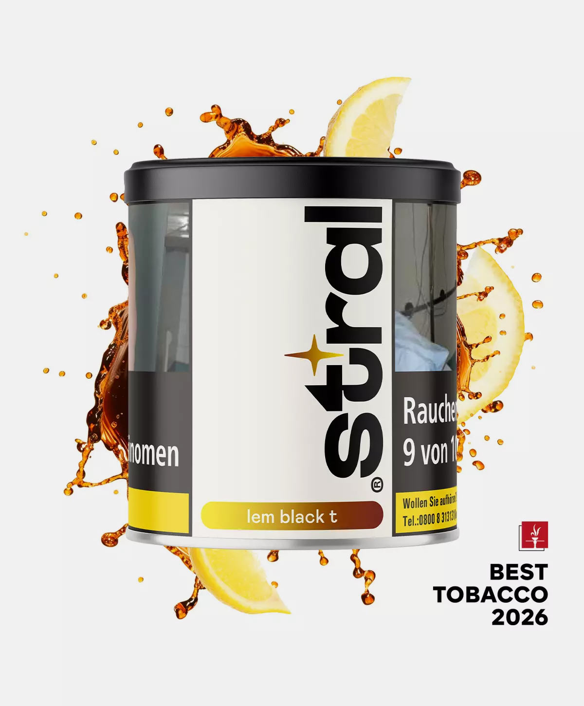 A tub of stral lem black t hookah tobacco