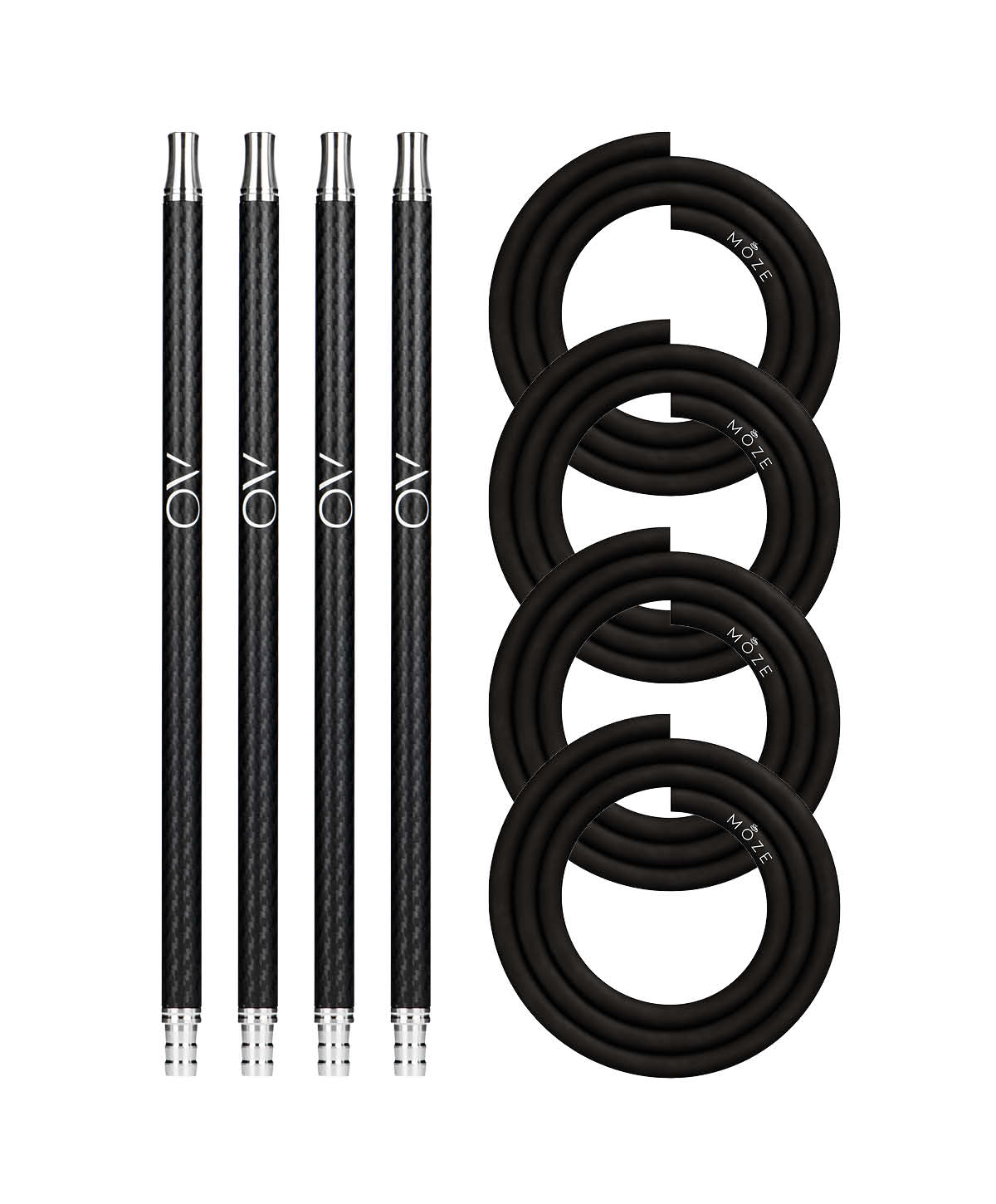 AO Carbon Matt Black + Silikonschlauch Set of 4