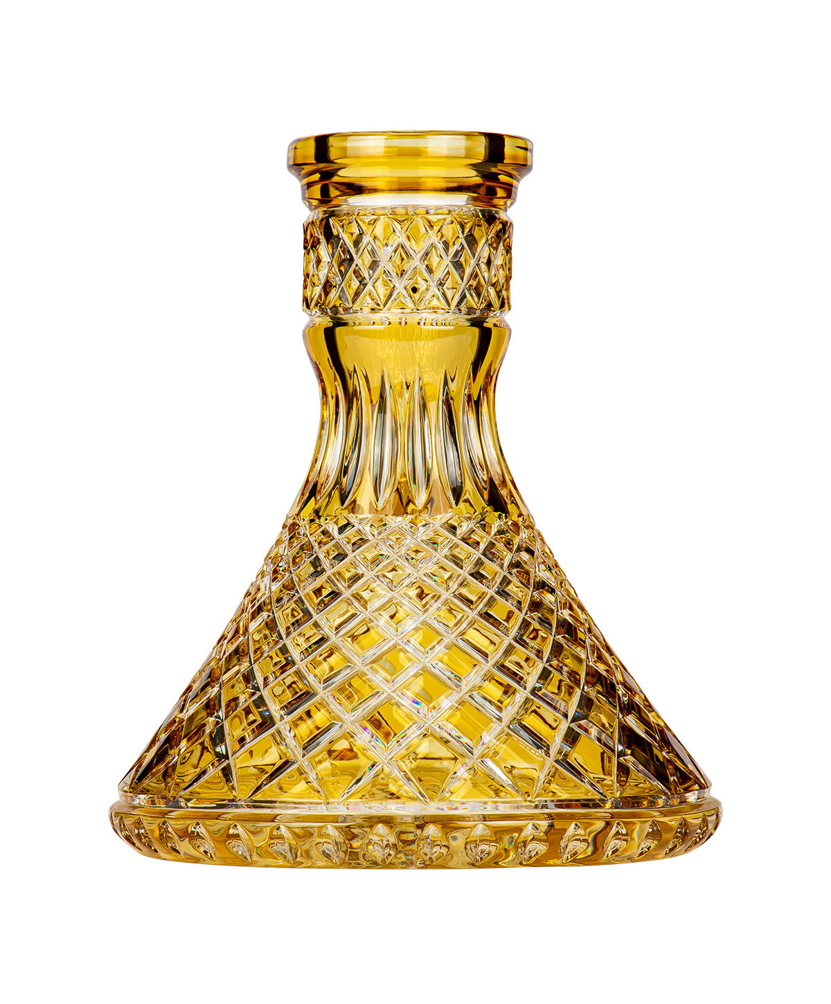 Caesar Crystal Small Cone - Crown Cut - Yellow Hookah Glass Caesar Crystal Small Cone - Crown Cut - Yellow Hookah Glass