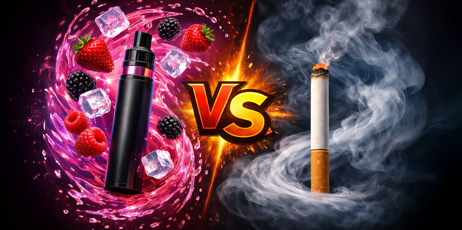 Image of a Fighting Screen Vape vs Cigarettes.