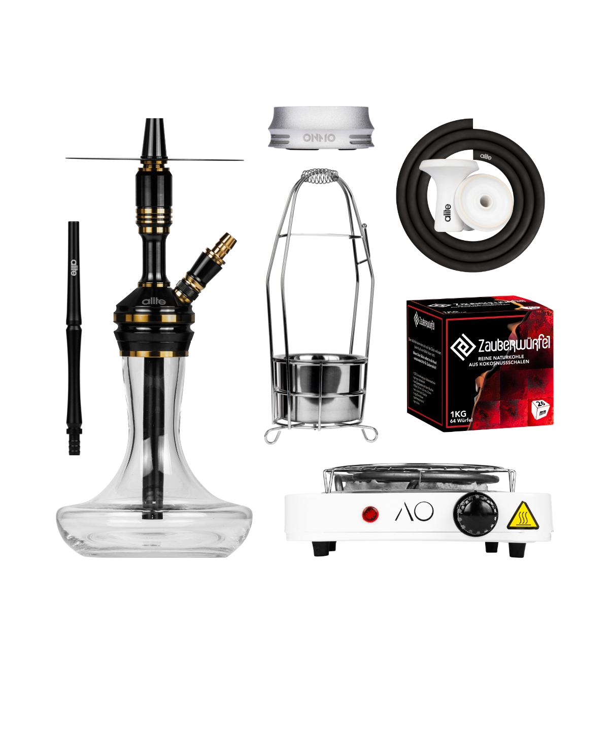alite Bash Mini - Lounge - Black/Gold Christmas Bundle Hookah