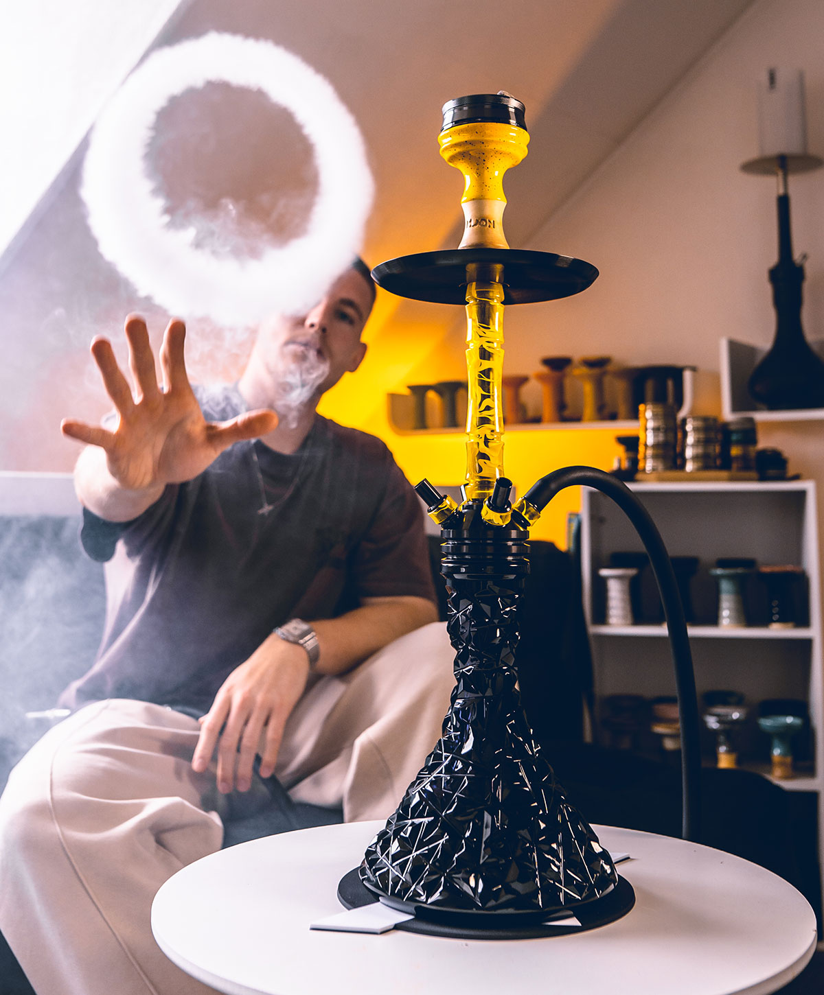 Moze Varity Lounge Silver - Stem Set - Wavy Pink Hookah Moze Varity Lounge Silver - Stem Set - Wavy Pink Hookah