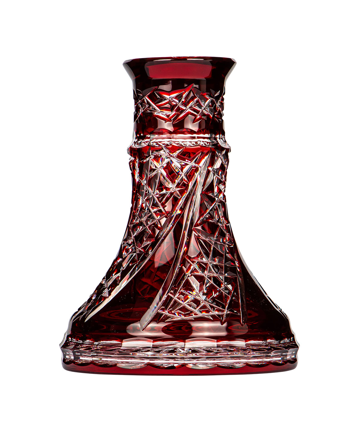 Moze Exclusive Glass Fan Cut - Red Shisha Bowl