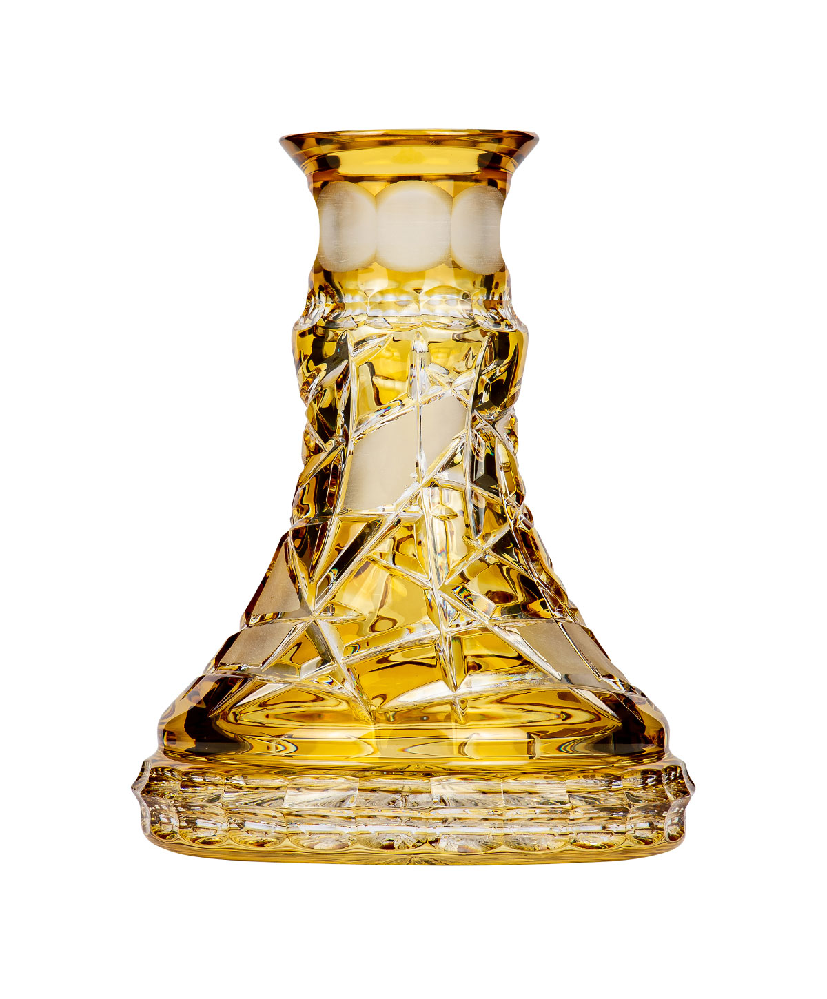 Caesar Crystal Small Mars Cut - Yellow Hookah Glass Caesar Crystal Small Mars Cut - Yellow Hookah Glass