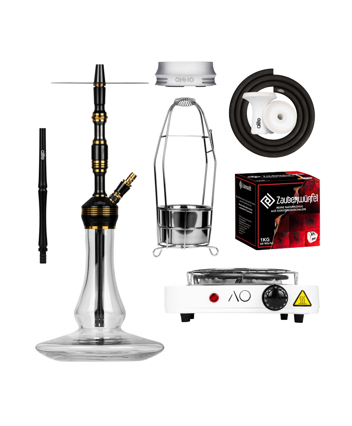 alite Bash - Lounge - Black/Gold Christmas Bundle Hookah