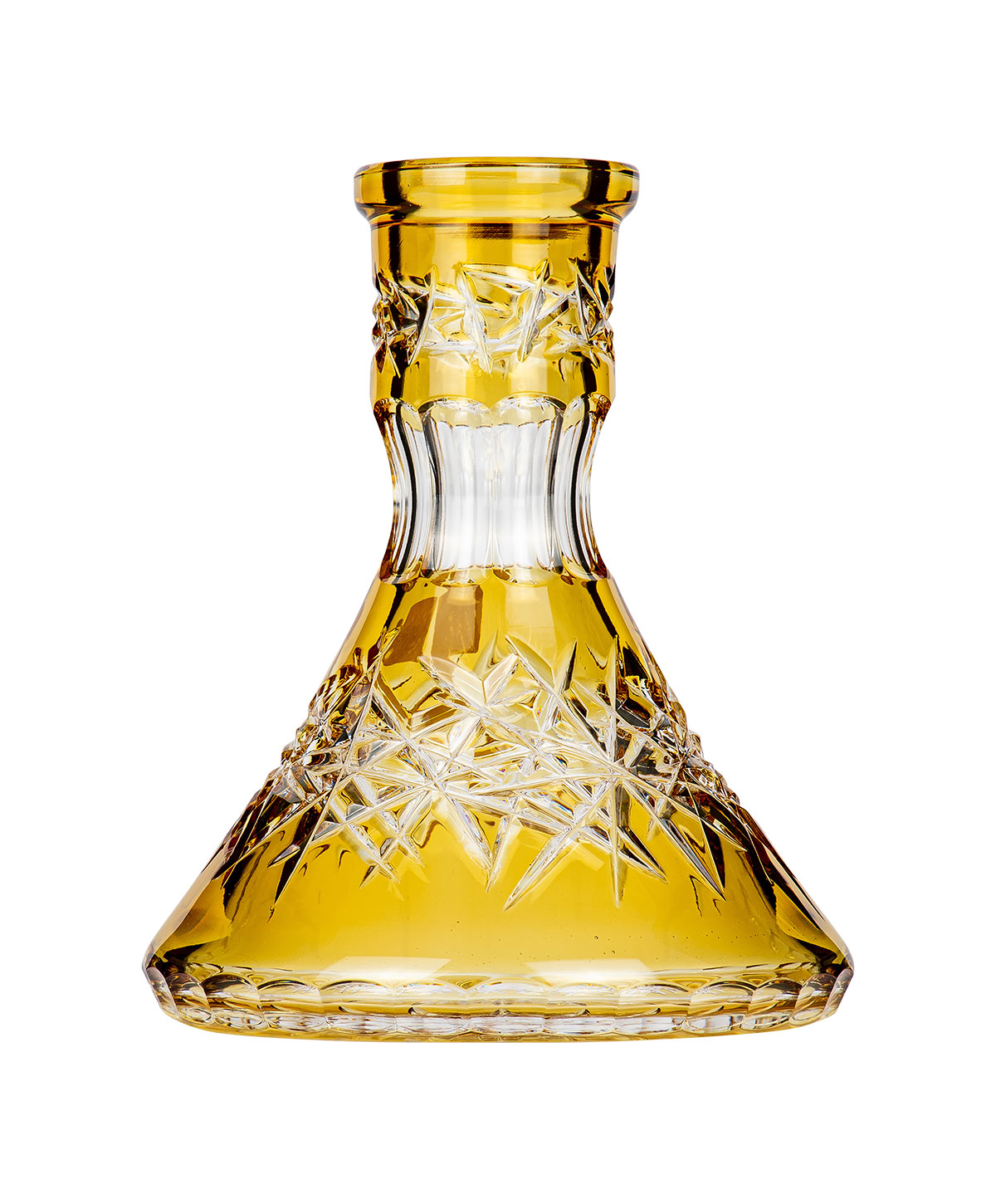 Caesar Crystal Small Cone - Deep Cut - Yellow Hookah Glass Caesar Crystal Small Cone - Deep Cut - Yellow Hookah Glass