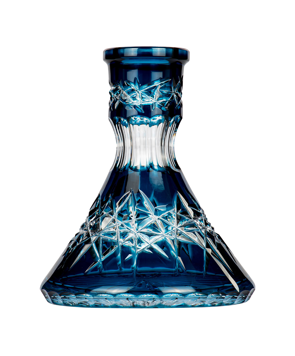 Caesar Crystal Small Cone - Deep Cut - Blue Hookah Glass
