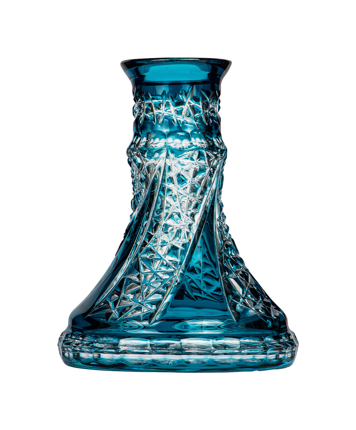 Caesar Crystal Small Fan Cut - Blue Hookah Glass